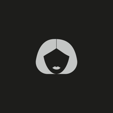 kadın baş kısa saç modeli ile minimalist vektör simgesi