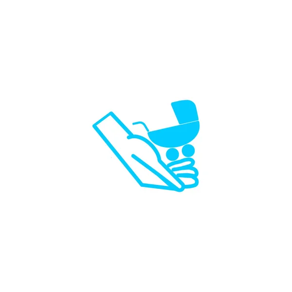 Pram Hand Flat Style Icon Vector Illustration — Stock Vector