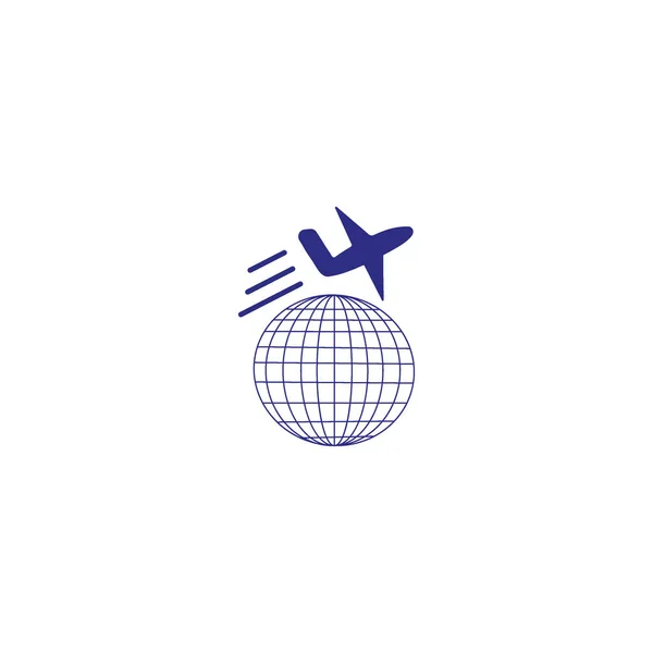 Icono Vectorial Minimalista Globo Con Aviones — Vector de stock