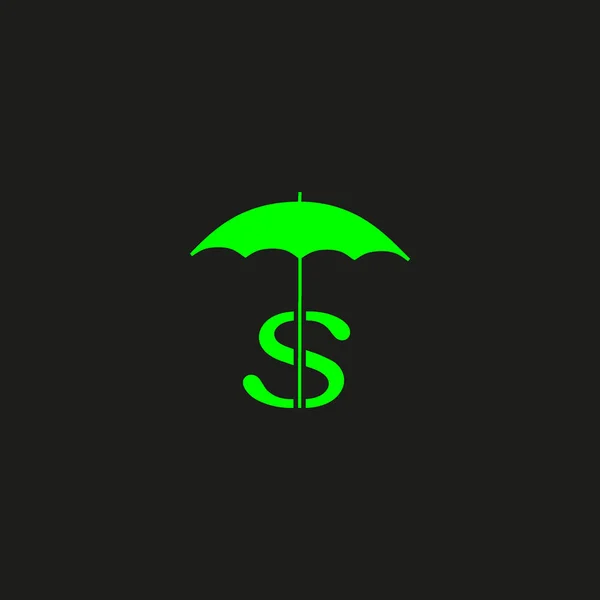 Colorful Umbrella Dollar Sign Vector Illustration — Stock Vector
