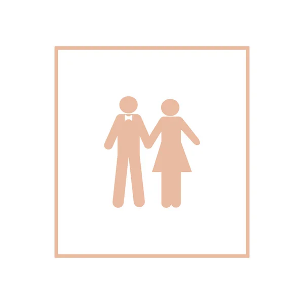 Vector Icon Man Woman Standing Together — Stock Vector