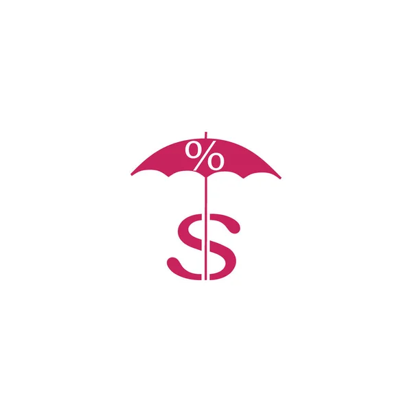 Färgglada Paraply Med Dollartecken Vektorillustration — Stock vektor