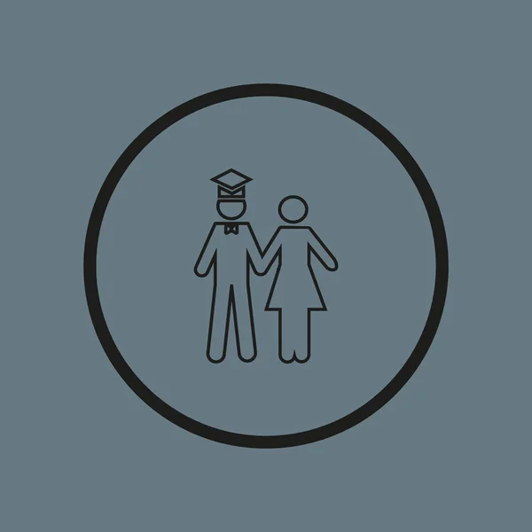 男子在单身汉帽和妇女牵手的矢量图标 — 图库矢量图片
