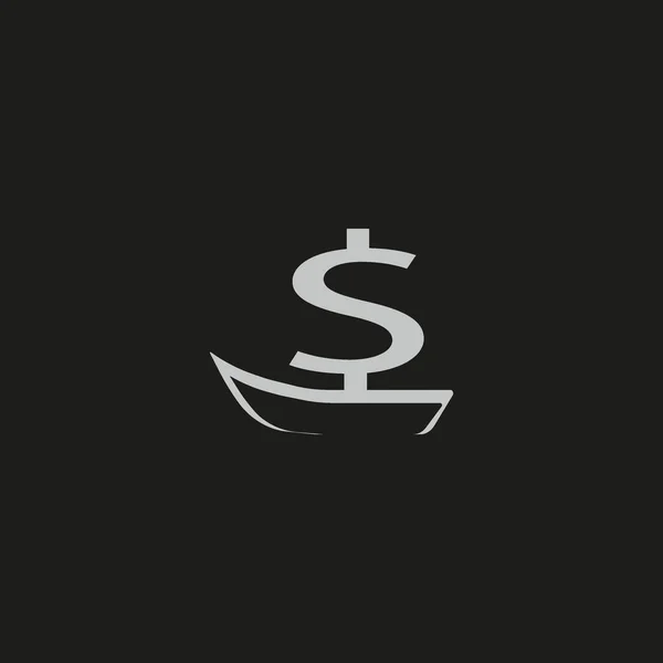 Barco Com Sinal Dólar Como Vela Ilustração Vetorial — Vetor de Stock