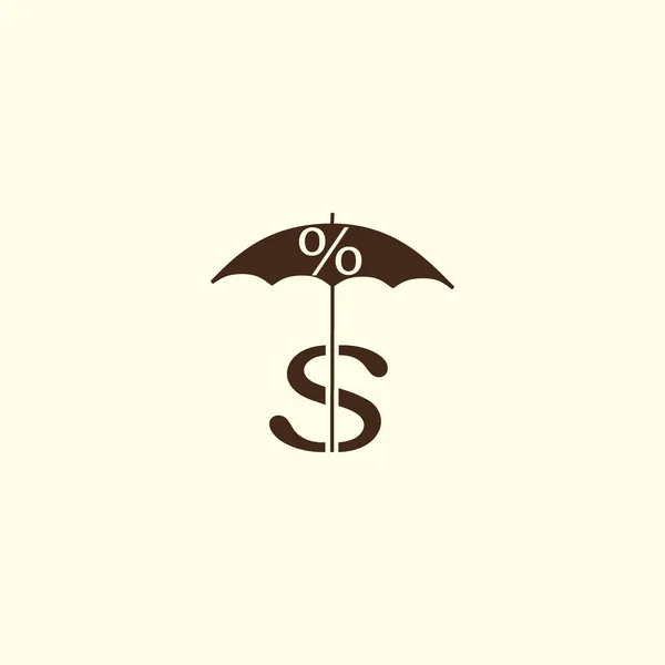 Barevný Deštník Znak Dolaru Vektorové Ilustrace — Stockový vektor