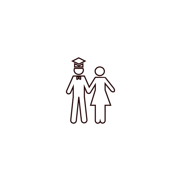 Icono Vectorial Minimalista Soltero Hombre Mujer Pie Juntos — Vector de stock