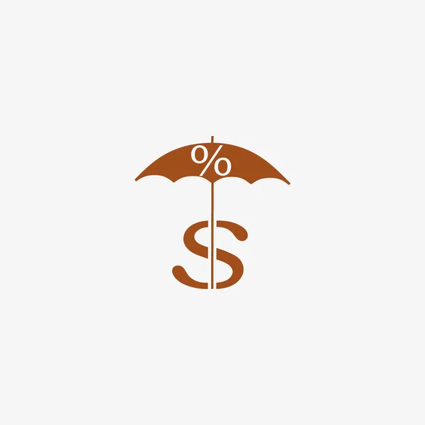 Paraguas Colorido Con Ilustración Vector Signo Dólar — Vector de stock