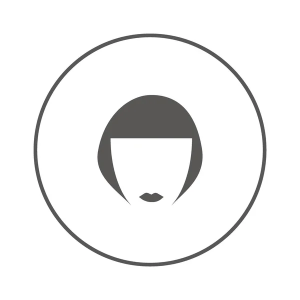 Icono Vectorial Minimalista Cabeza Femenina Con Peinado Corto — Archivo Imágenes Vectoriales