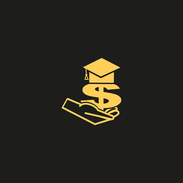 Hand Dollar Symbol Graduate Cap Flat Icon Vector Illustration Investment — Stock Vector
