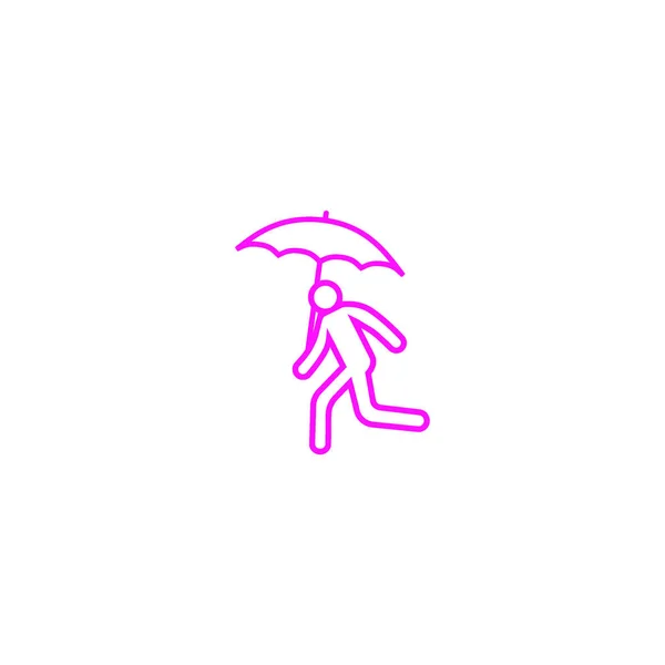 Adam Şemsiye Basit Simgesi Ile Çalışan Siluet — Stok Vektör