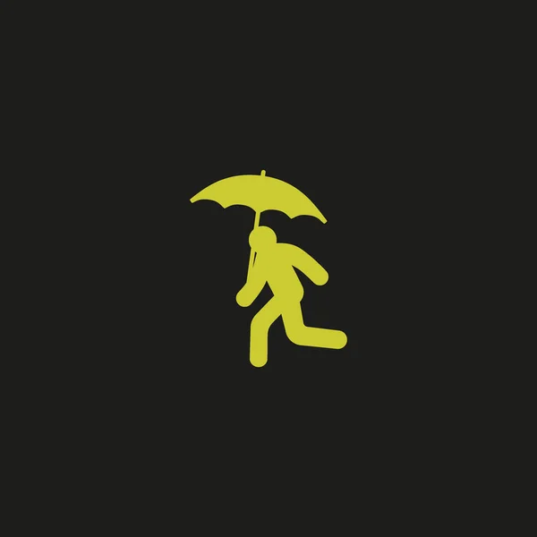 Silhouette Running Man Umbrella Simple Icon — Stock Vector