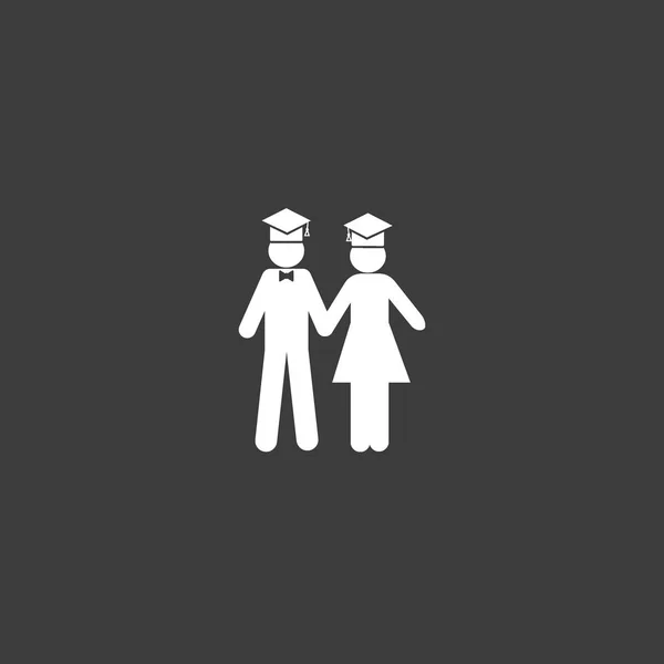 Icône Vectorielle Homme Femme Dans Les Chapeaux Célibataires — Image vectorielle