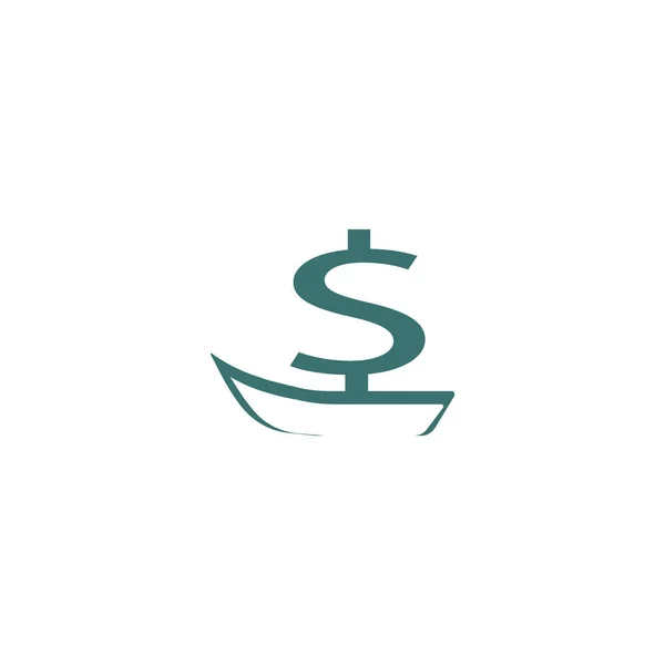 Лодка Парусом Знак Доллара Векторная Иллюстрация — стоковый вектор