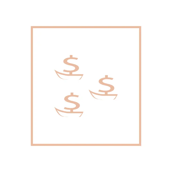 Conjunto Barcos Con Signos Dólar Como Velas Ilustración Vectores — Vector de stock