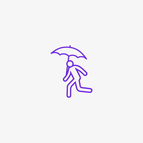 Running Avatar Umbrella Flat Icon Vector Illustration — Stock Vector