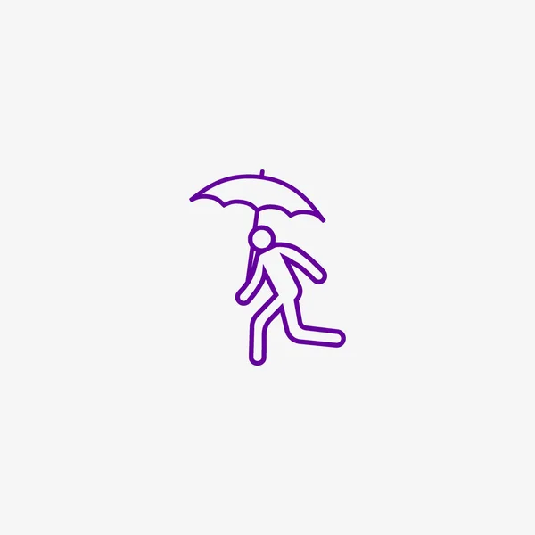 Silhouette Running Man Umbrella Simple Icon — Stock Vector