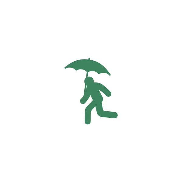 Adam Şemsiye Basit Simgesi Ile Çalışan Siluet — Stok Vektör