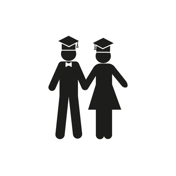 独身男と女が一緒に立ってのミニマルなベクトルのアイコン — ストックベクタ