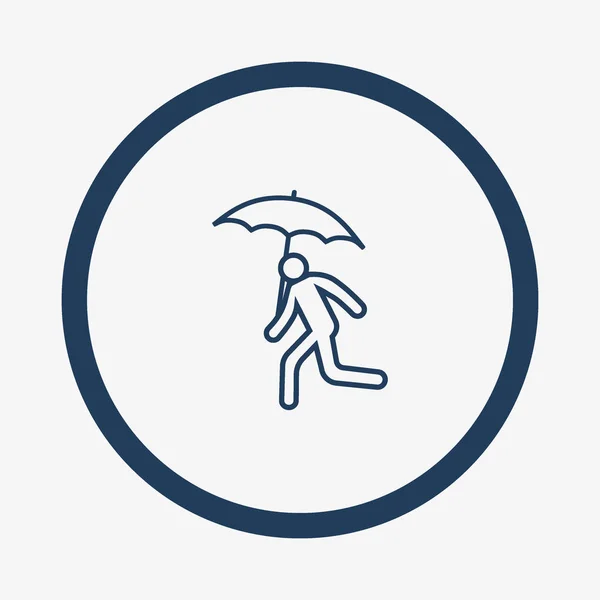 Silhouette Running Man Umbrella Simple Icon — Stock Vector