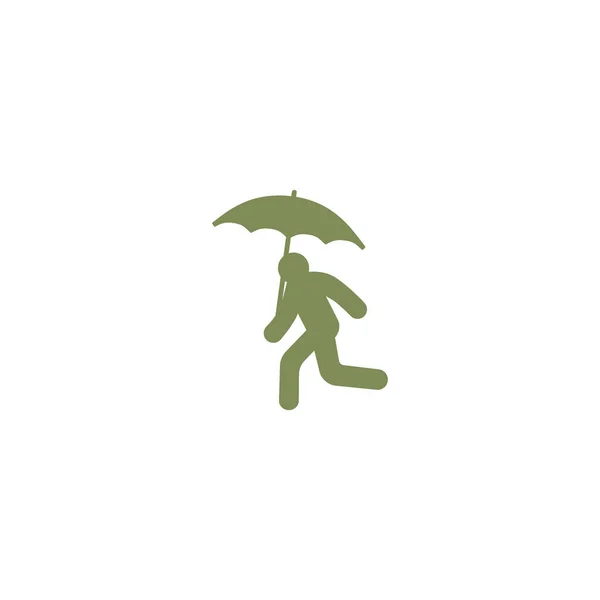 Silhouette Running Man Avec Parapluie Icône Simple — Image vectorielle