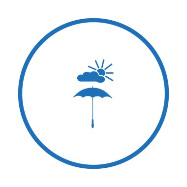 şemsiye ile güneş ve bulut düz stil ikonu, vektör çizim  