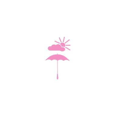 şemsiye ile güneş ve bulut düz stil ikonu, vektör çizim  