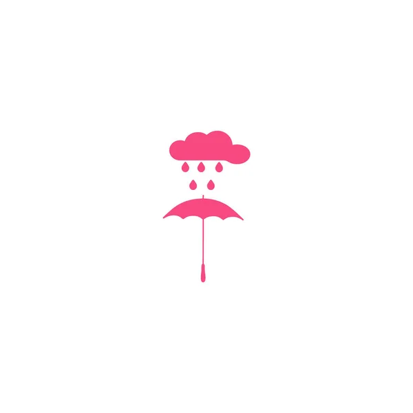 Deštník Deštivý Mrak Ploché Styl Ikon Vektorové Ilustrace — Stockový vektor