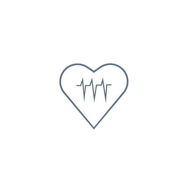 Cardiograma Del Corazón Icono Plano Vector Ilustración — Vector de stock