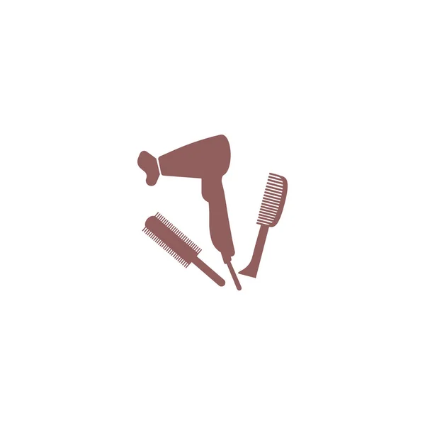 Icône Vectorielle Minimaliste Sèche Cheveux Brosses — Image vectorielle