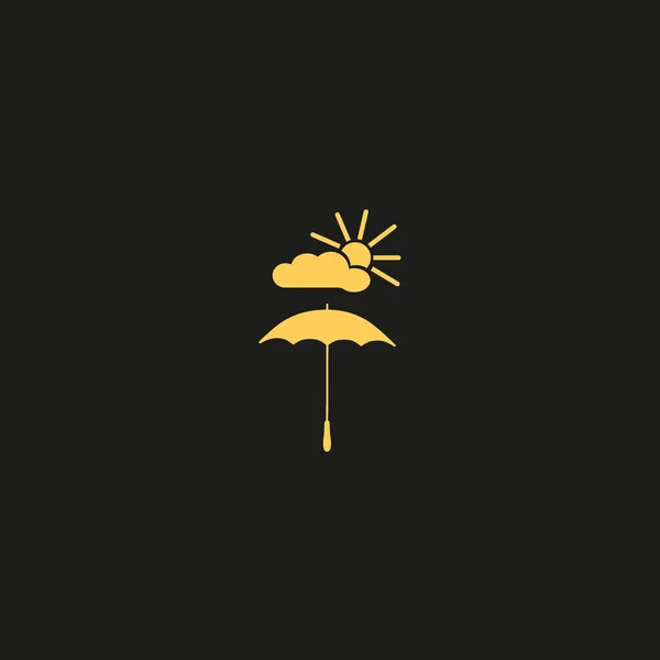 Parapluie Avec Icône Style Plat Soleil Nuage Illustration Vectorielle — Image vectorielle