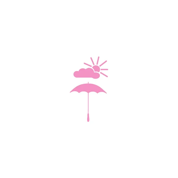 Parapluie Avec Icône Style Plat Soleil Nuage Illustration Vectorielle — Image vectorielle