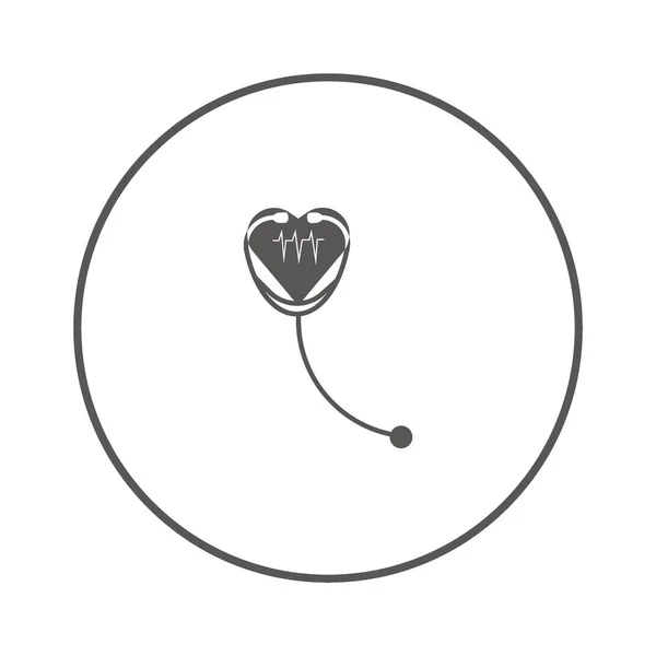 Corazón Con Signo Cardiograma Estetoscopio Icono Plano Vector Ilustración — Vector de stock