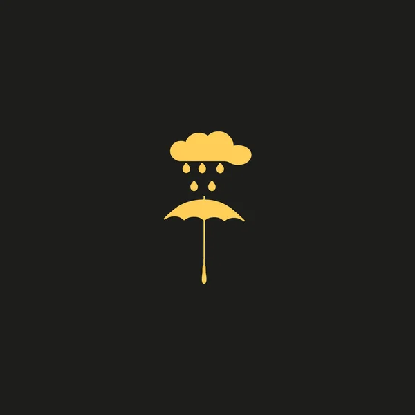 Umbrella Rainy Cloud Flat Style Icon Vector Illustration — Stock Vector