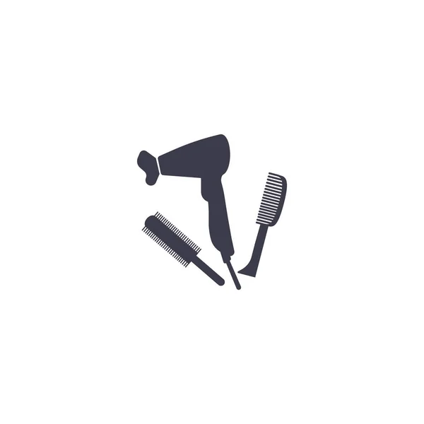 Sèche Cheveux Brosses Icône Vectorielle Minimaliste — Image vectorielle