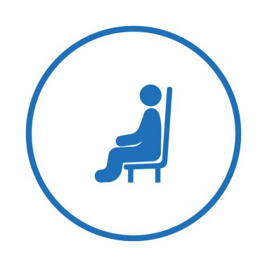 Erkek avatar oturma sandalye düz simgesi, vektör, illüstrasyon  