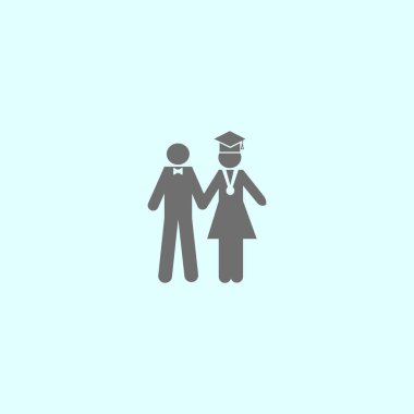 vector icon of man and woman in bachelors hats clipart