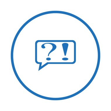 konuşma balonu ünlem işareti ve soru işaretleri ile düz stil ikonu, vektör çizim  