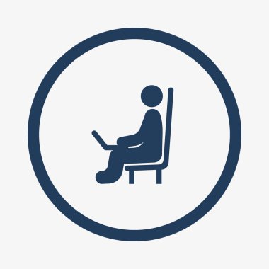 çalışma alanı düz simgesi, vektör, illüstrasyon laptop ile erkek avatar 