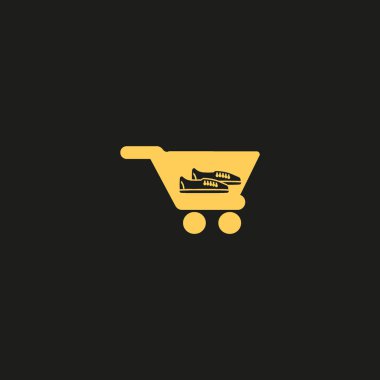 alışveriş sepeti spor ayakkabı, vektör çizim ile minimalist simgesi