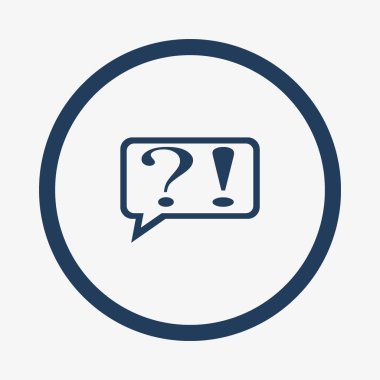 konuşma balonu ünlem işareti ve soru işaretleri ile düz stil ikonu, vektör çizim  