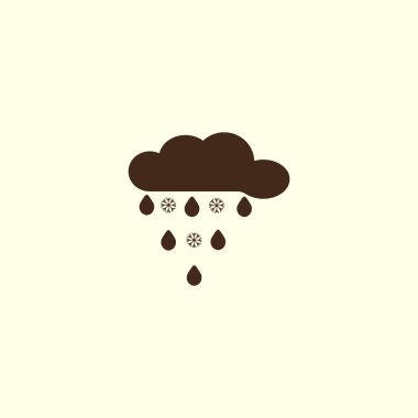 yağmur bulutu düz simgesi, vektör, illüstrasyon 