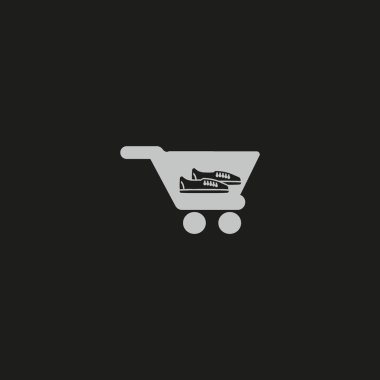 alışveriş sepeti spor ayakkabı, vektör çizim ile minimalist simgesi