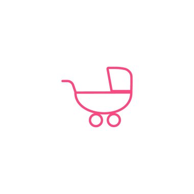 Çocuk arabası düz stil ikonu, vektör çizim  