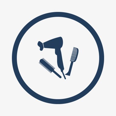 minimalist vektör simgesi saç kurutma makinesi ve fırçalar