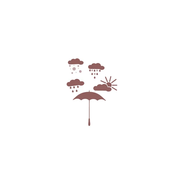 Зонтик Плоской Иконкой Виде Дождевых Облаков Векторная Иллюстрация — стоковый вектор