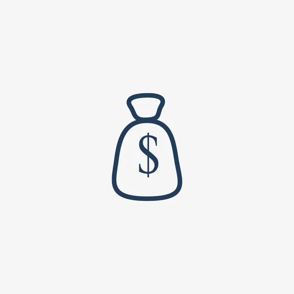 Geld Tas Platte Pictogram Bedrijfsconcept — Stockvector