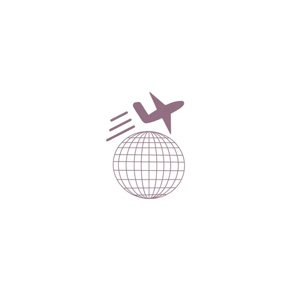 Minimalistische Vector Pictogram Van Een Wereldbol Met Vliegtuigen — Stockvector