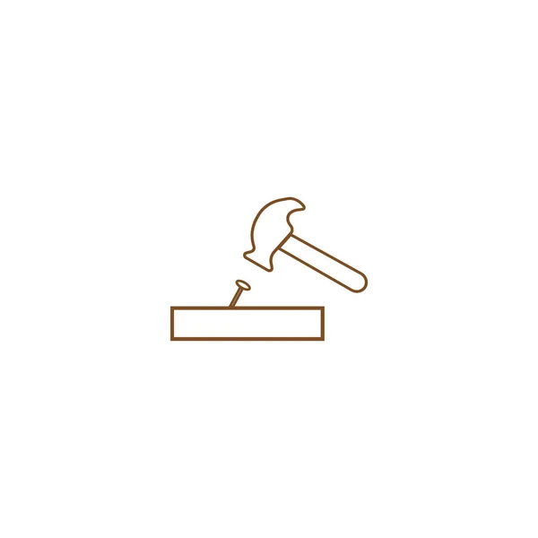 Martillo Golpeando Clavo Icono Plano Vector Ilustración — Vector de stock