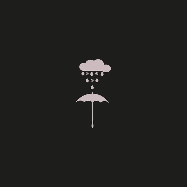 Parapluie Avec Icône Style Plat Nuage Pluvieux Illustration Vectorielle — Image vectorielle