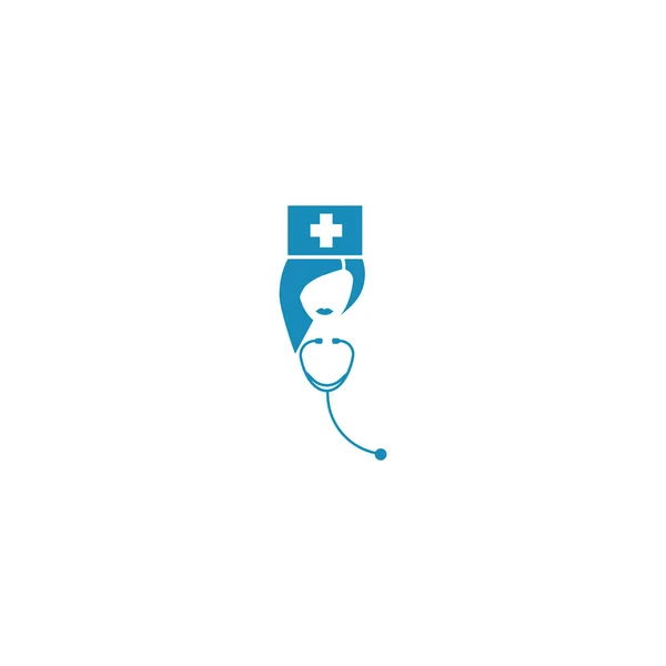 Infirmière Avatar Avec Icône Plate Stéthoscope Vecteur Illustration — Image vectorielle